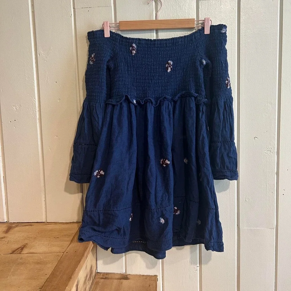 Free People fall fairy boho western floral mini dress with bell sleeves